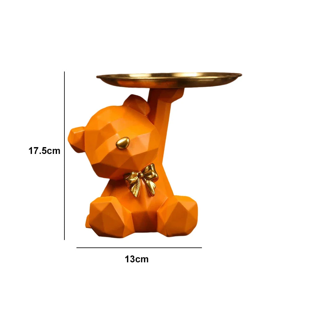 Moduro GridBear | Dekofigur Mit Schale | Geometrisches Design | Schlüsselablage Für Flur & Tisch | Geschenkidee Modern
