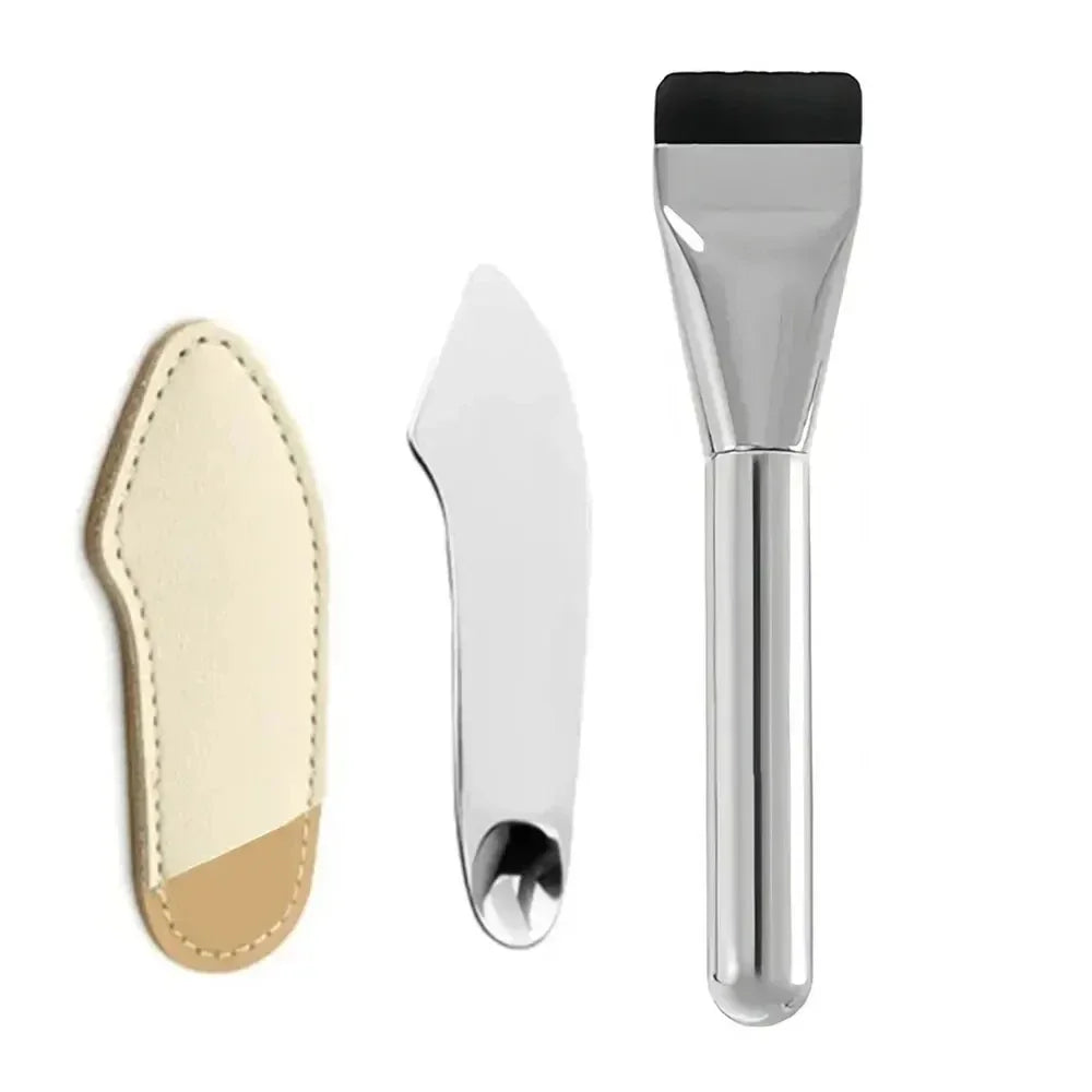 Beautiqlo | Make-up Set | Edelstahl-Spatel & Pinsel | Für präzises & hygienisches Schminken