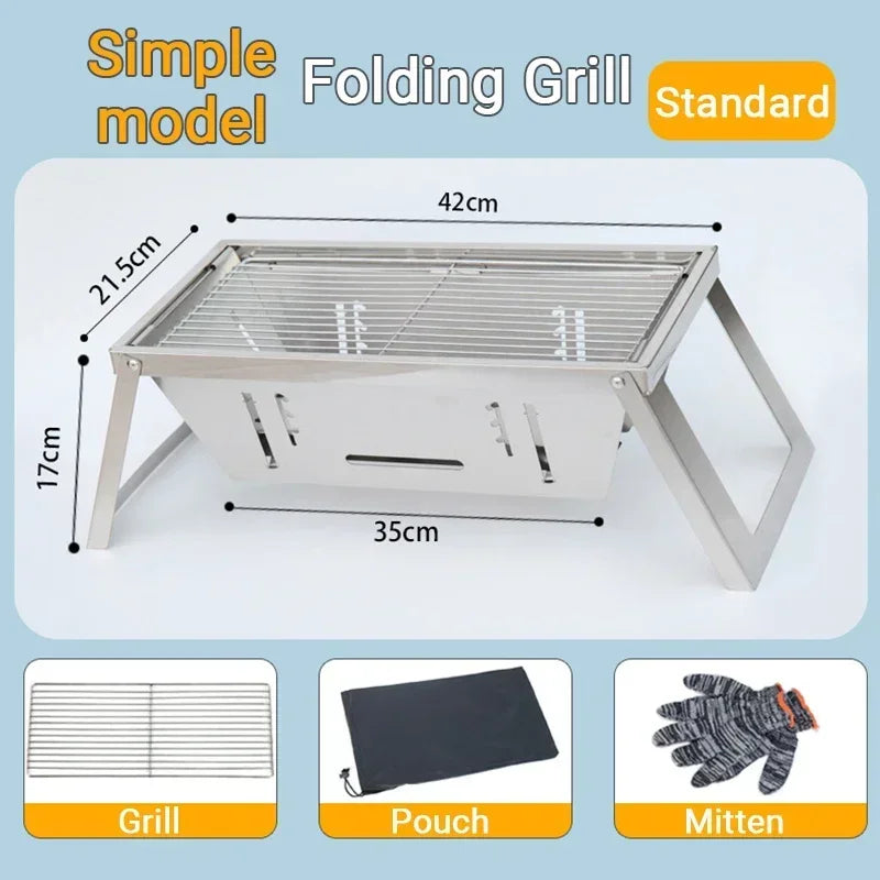FlameTrail | Tragbarer Edelstahl-Holzkohlegrill | Klappbar, robust & platzsparend | Outdoor & BBQ