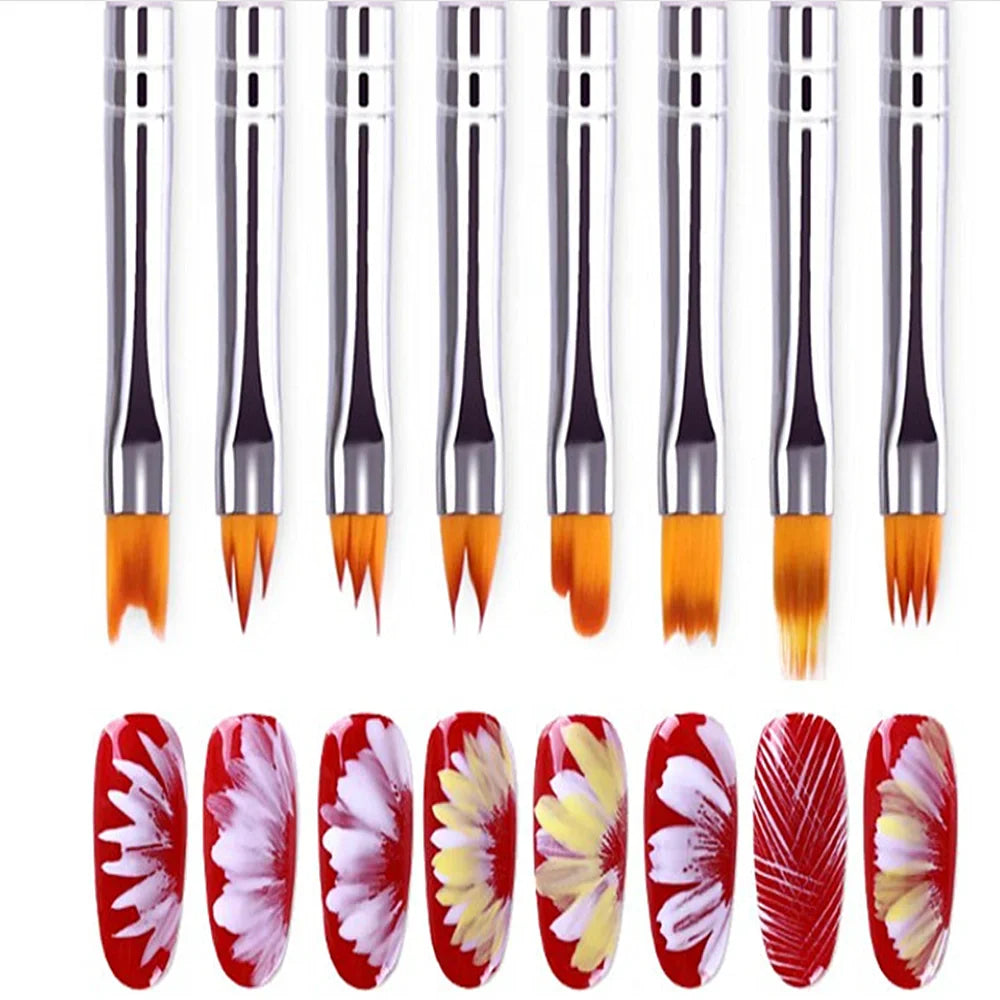 Nailina ArtBrush Set | 8-teiliges Pinselset | Für Feine Nail Art & Gel-Designs | Ergonomische Holzgriffe