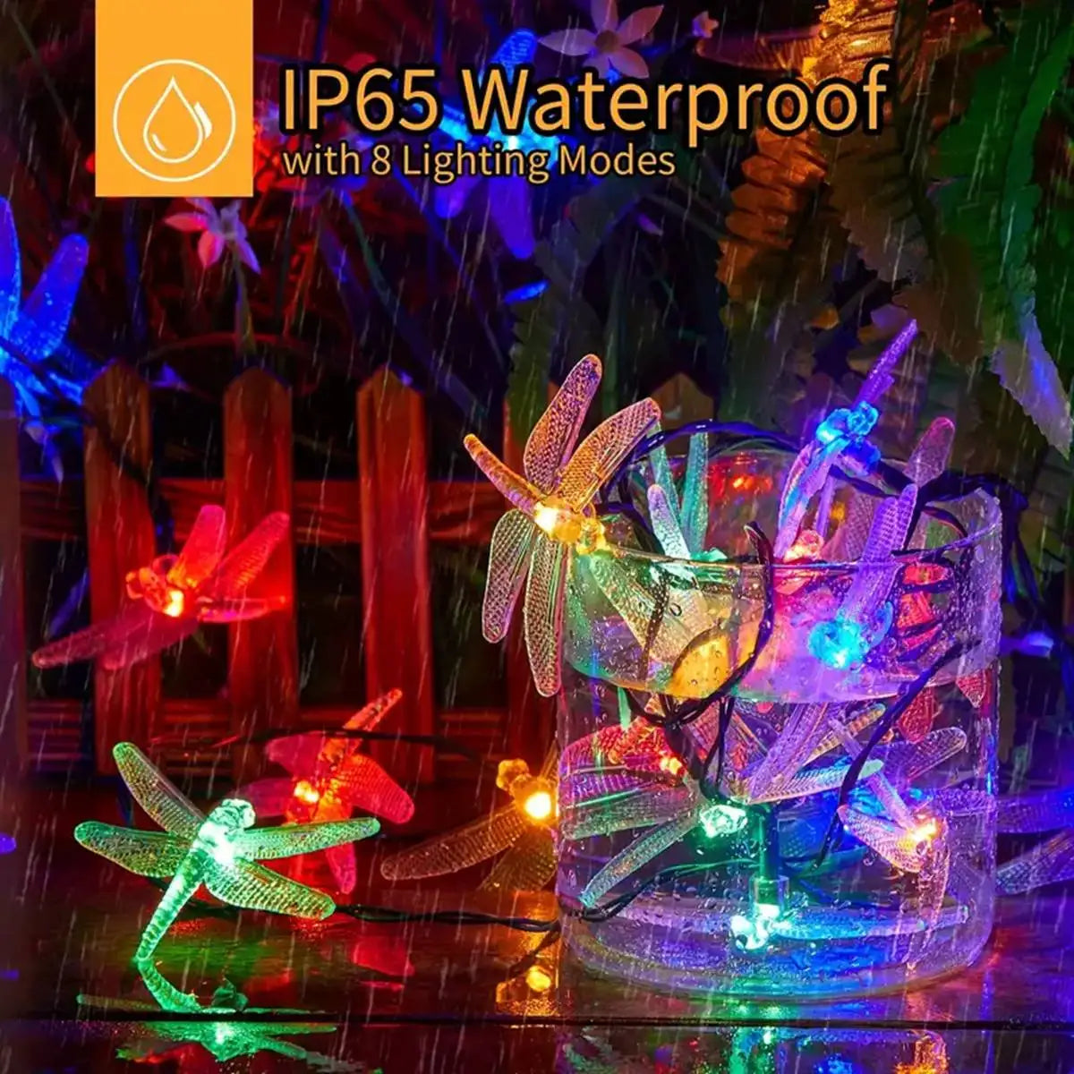 Solithia Libellenlichterkette | Solar | 8 Modi | IP65 Wetterfest | 5m 20 LEDs