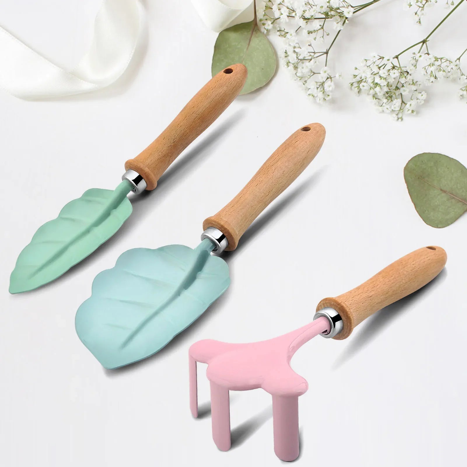 GardenJoy Little Gardener Kit | Buntes Gartenset für Kinder | Mit Buchenholzgriffen & Stabilen Werkzeugen