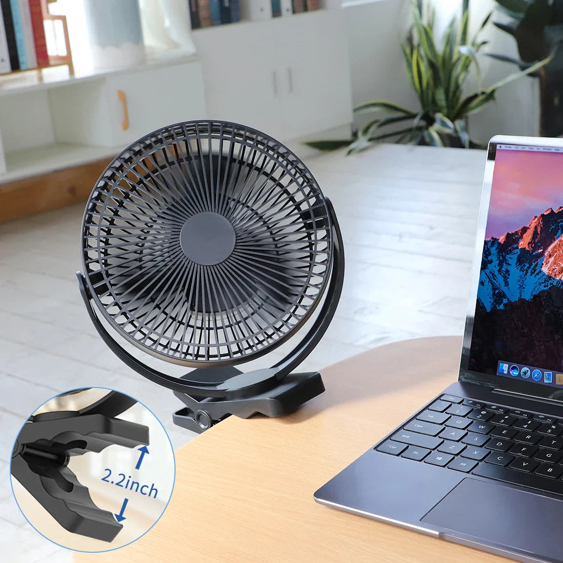 Breezio ClipMax | Starker USB-Ventilator | 10000 mAh Akku & 360° Rotation | Leise & Flexibel
