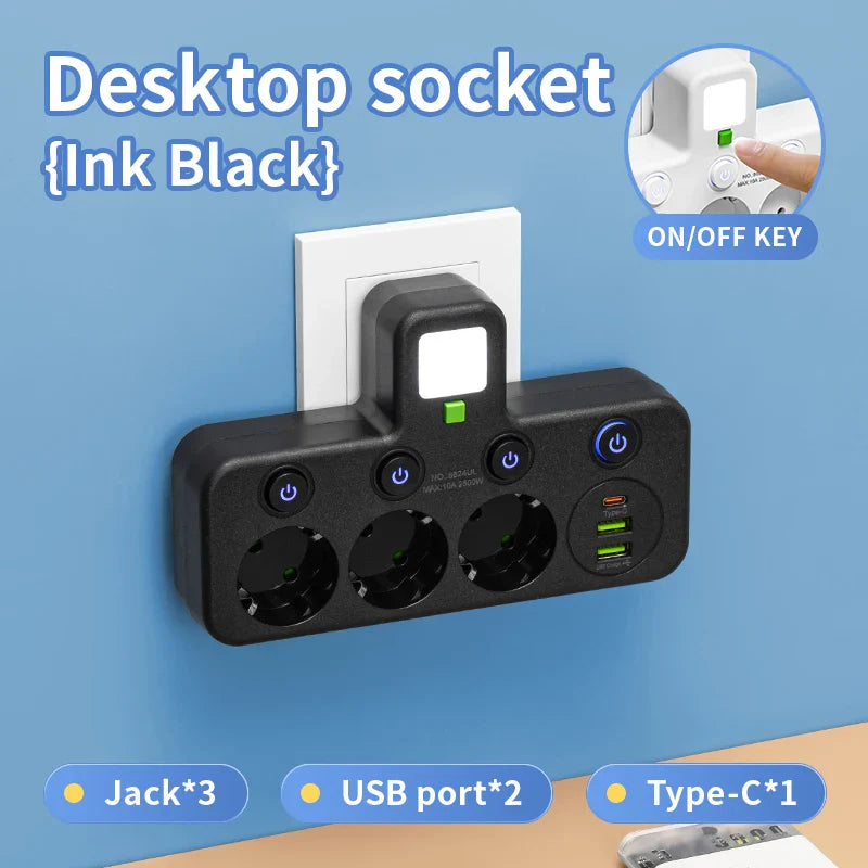 PowerHub ProLine | Steckdosenleiste | USB & Typ-C Anschlüsse | Flammhemmend