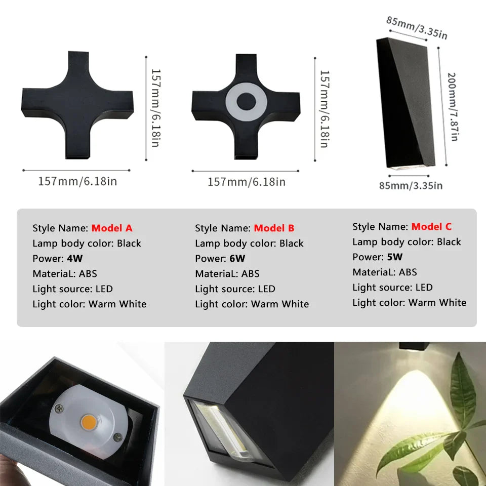 Nuvano | LED Wandleuchte | Warmweißes Außenlicht | Modernes Design Schwarz