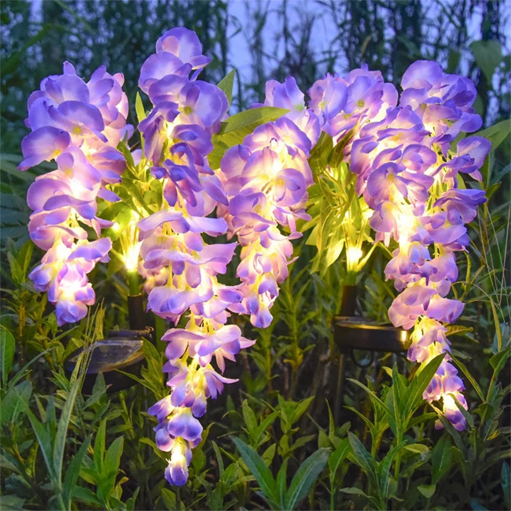 LumiBloom Solar Gartenleuchten | Wisteria-Design | Wasserdicht & Energieeffizient | 2 Lichtmodi