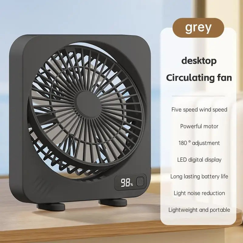 AeroCool Tischventilator | 5 Geschwindigkeitsstufen | Flüsterleise & Kompakt | USB-Aufladung