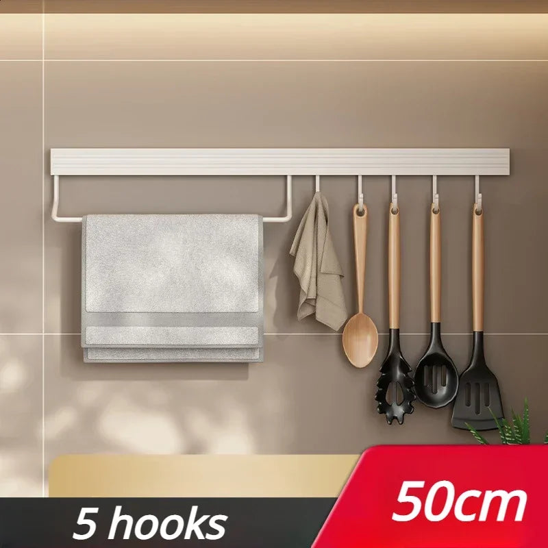 FlexiRack | Wandregal für Küche | Ohne Bohren | Mit Haken & Löffelhalter | 30/40/50 cm