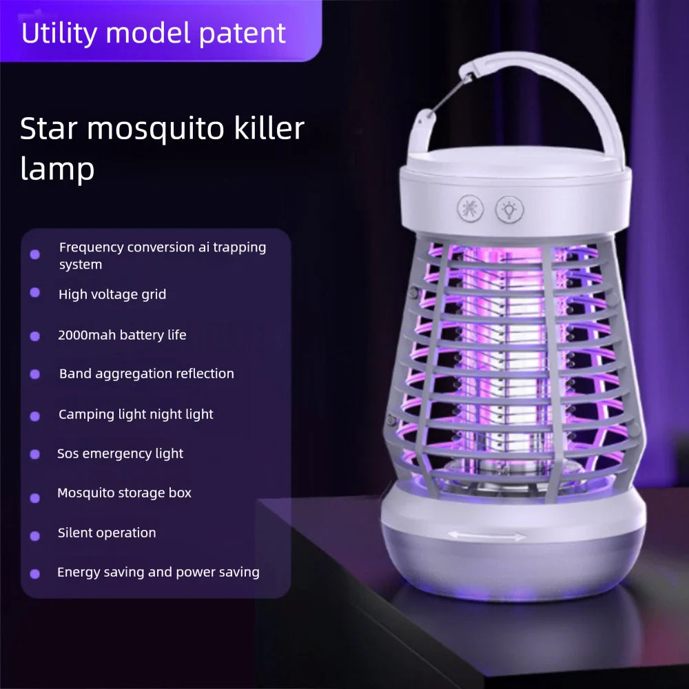 Zappix Mückenlampe Pro | Insektenvernichter & LED Licht | Wiederaufladbar & Sicher | Für Camping, Garten & Balkon