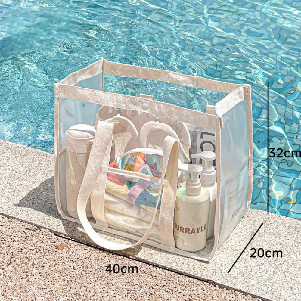 ClearVoyage Transparente Strandtasche | Faltbar & Wasserdicht | Mit Reißverschluss & Schultergurt | Für Schwimmbad, Strand & Camping