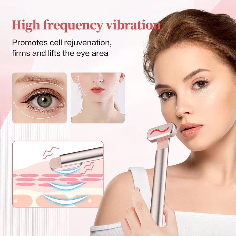 GlowVibe Pro | Anti-Aging Gesichtsmassagegerät | Rotlichttherapie, EMS Mikroströme & Vibration | Hautstraffung & Faltenreduktion