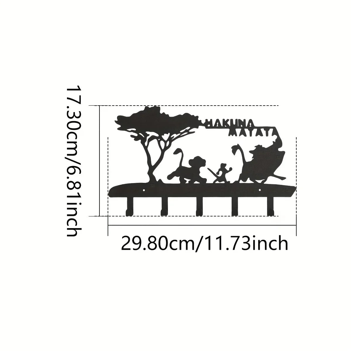 KeyLuma Wand-Schlüsselhalter | Metall Schlüsselbrett mit 5 Haken | Schwarzer Wandhaken mit dekorativem Motiv | Robuste Bauweise & Premium-Oberfläche