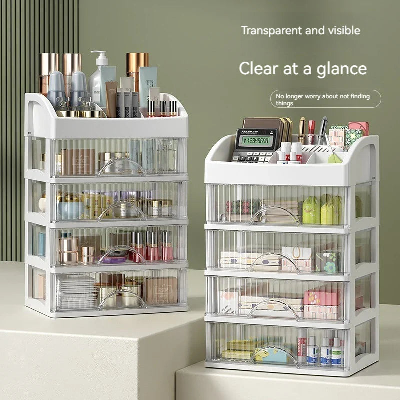 Orglina BeautyBox | Kosmetik Organizer mit 4 Etagen | Stilvoll & Platzsparend | Rosa oder Weiß