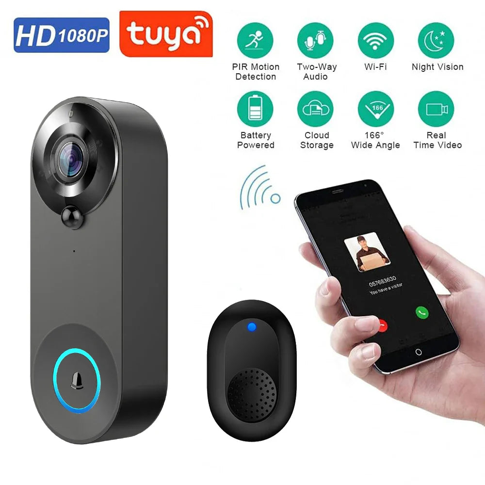 ViewSecure Türklingel mit Kamera | 1080P HD | WLAN & App | Bewegungserkennung & Nachtsicht