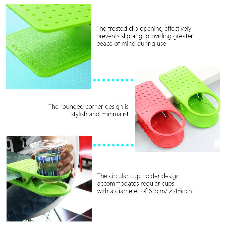 DeskGrip Holder | Tisch-Getränkehalter mit Clip | Platzsparend & Sicher | ABS Kunststoff
