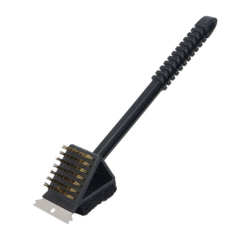 GrillPro CleanMaster | 3-in-1 Grillbürste | Langer Griff | Kupferdraht, Metallschwamm & Schaber