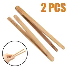BambEase Gripzangen | 100 % Naturbambus | Sicher & Hitzebeständig | Für Küche & Frühstück | 2er-Set