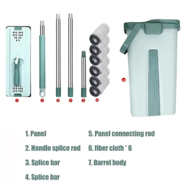 GlideMaster Pro | Innovativer Flachmopp mit Auswringeimer | 360° Flex-Kopf | Für Nass- & Trockenreinigung