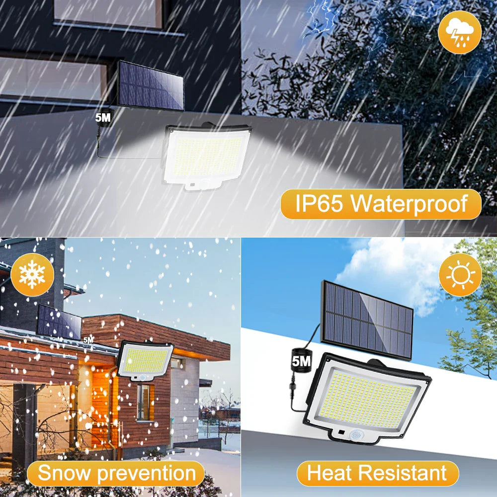 Solarleuchte SunSentinel | 318 LEDs mit Bewegungssensor | 3 Modi & IP65 Schutz | Für Garten, Terrasse & Zaun