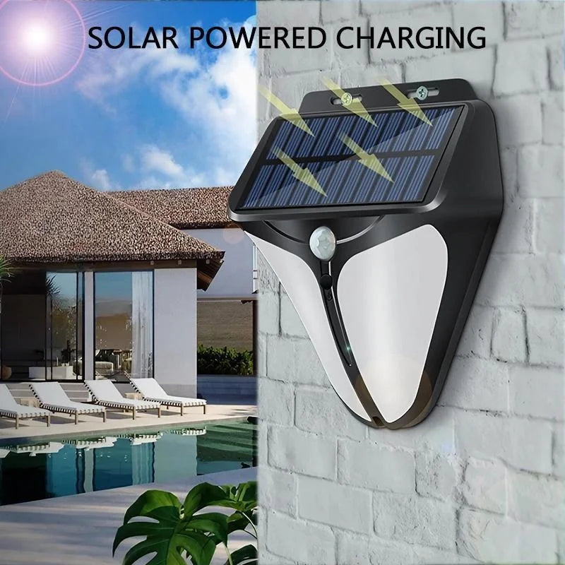 Solarya LED Solar-Wandleuchte | 38 LEDs & Bewegungsmelder | IP65 Wasserdicht | Schwarz