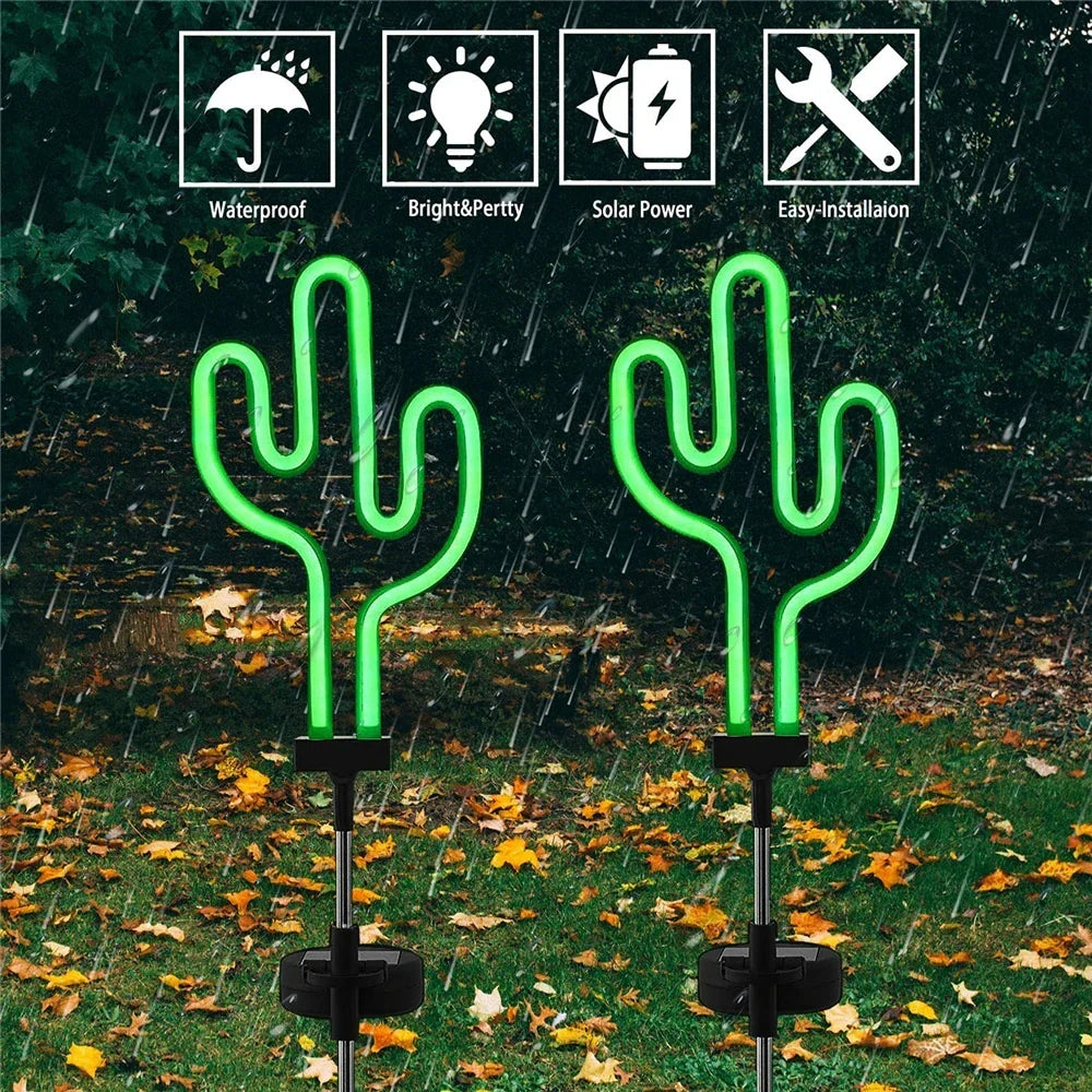 NeonBlitz | Solar Gartenleuchten | Cactus & Flamingo Design | Wetterfest & Automatisch
