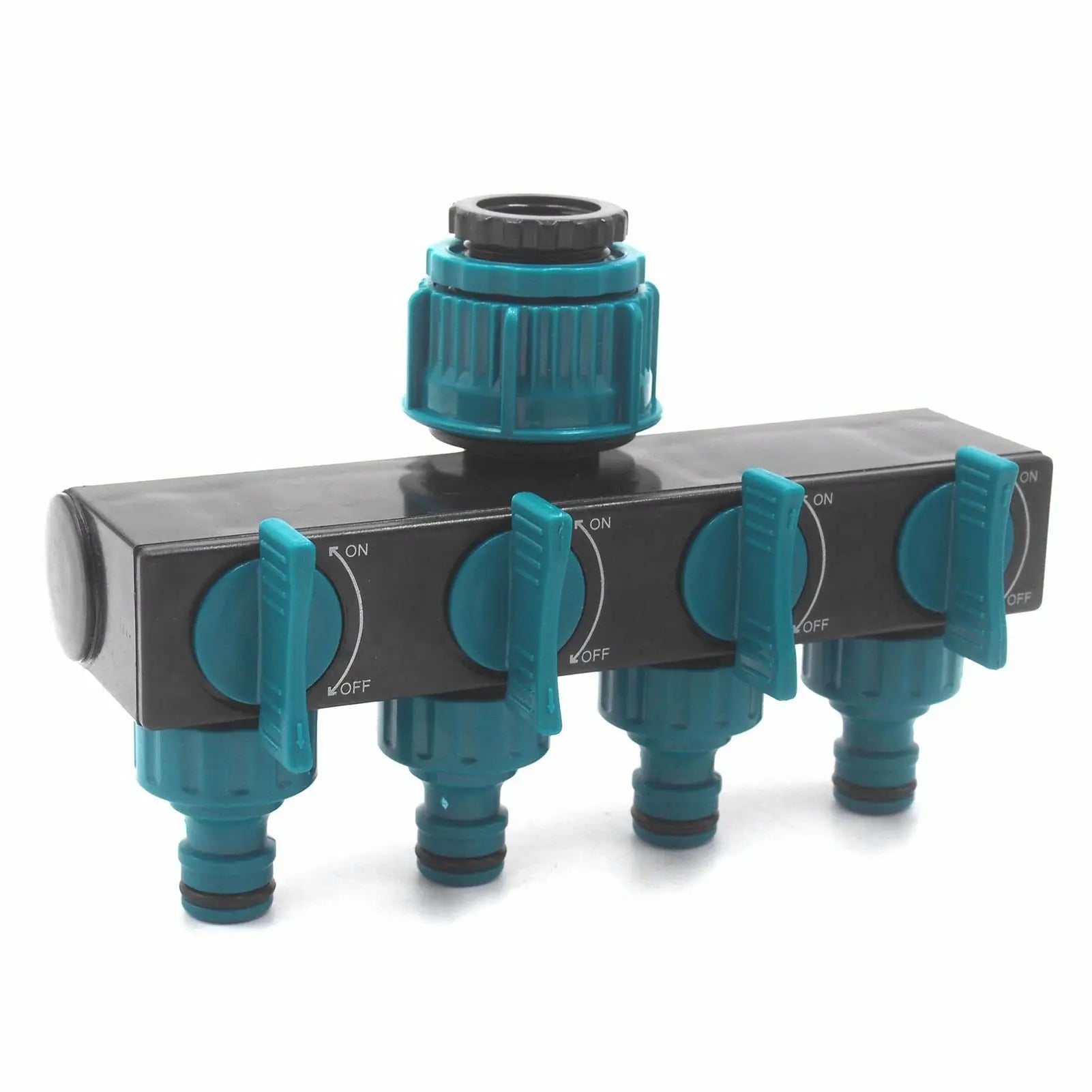 AquaSplit 4-Wege-Verteiler | Für ½", ¾", 1" Gewinde | Robustes Design | Grün-Schwarz
