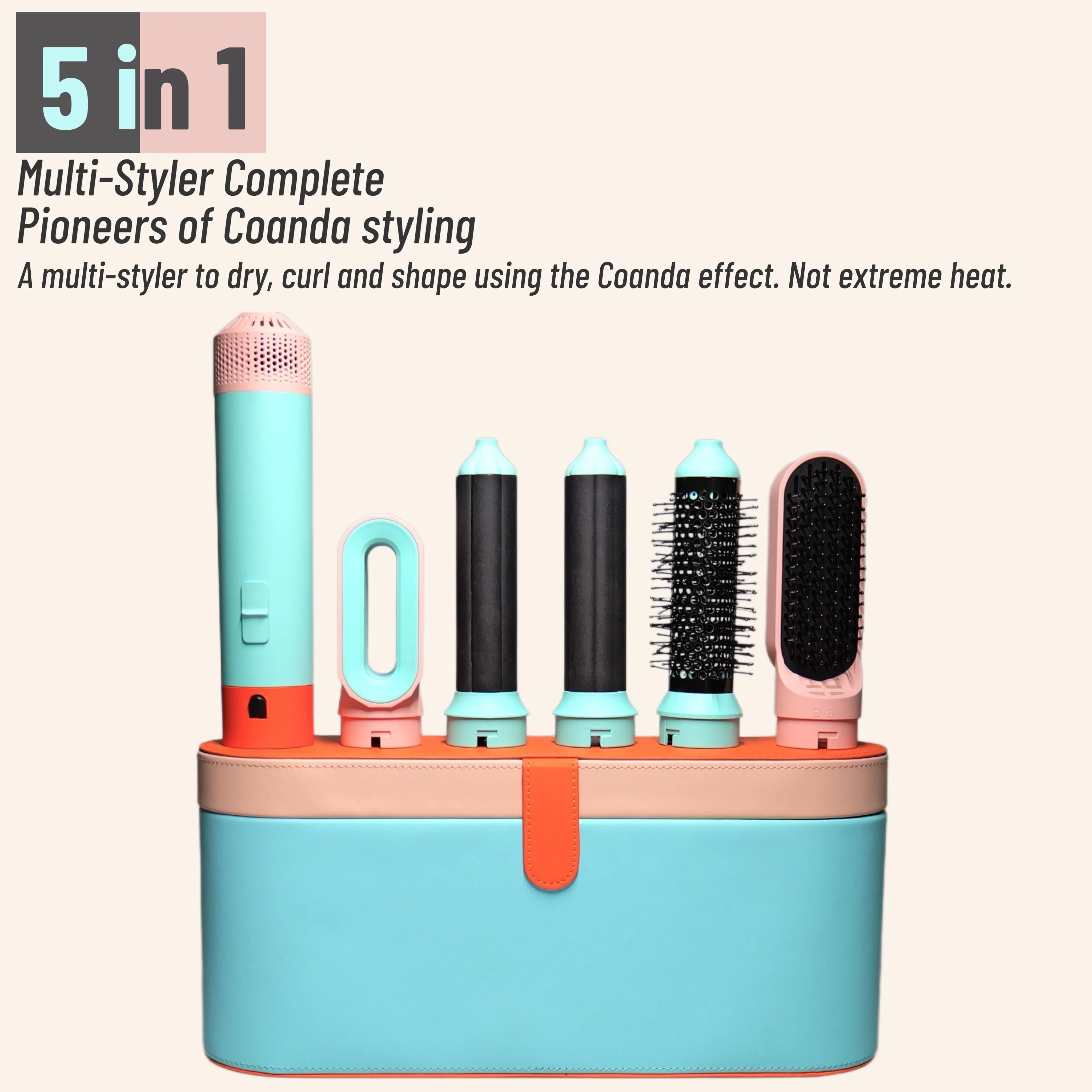 Lunessa FlowSet | 5-in-1 Hairstyler | Für Volumen, Locken & Glätte | Keramik & Warmluft-Technologie