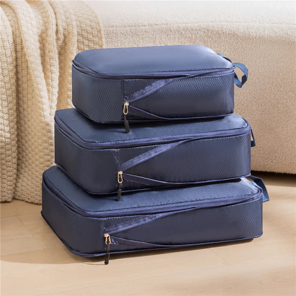 Packavio Packwürfel Set | 3 Größen & Komprimierbar | Wasserdicht & Ultraleicht | Für Reisen & Alltag
