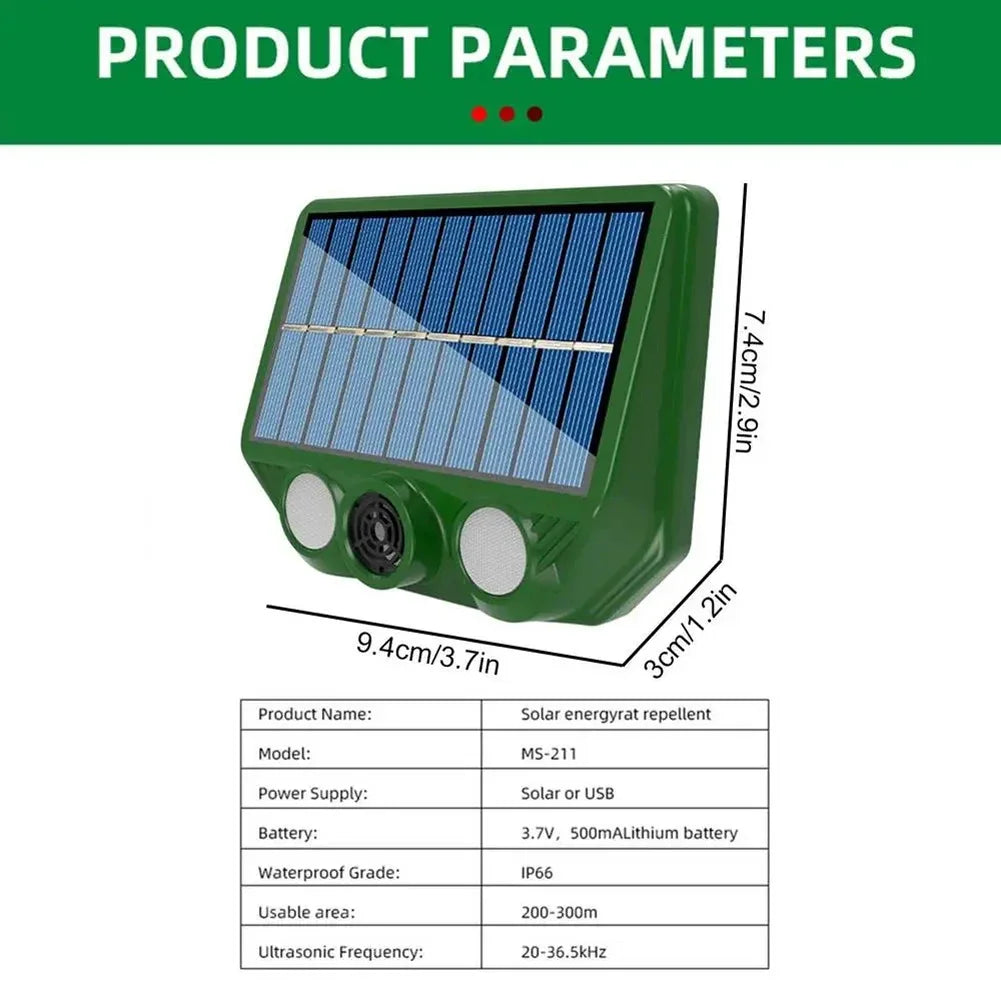 EcoGuard | Solar Tiervertreiber | Ultraschall & LED Licht | Umweltfreundlich