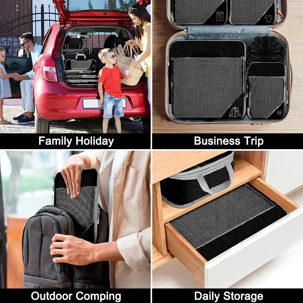 PackMate | Reise Organizer Set | Komprimierbar und Wasserabweisend | 6-teilig