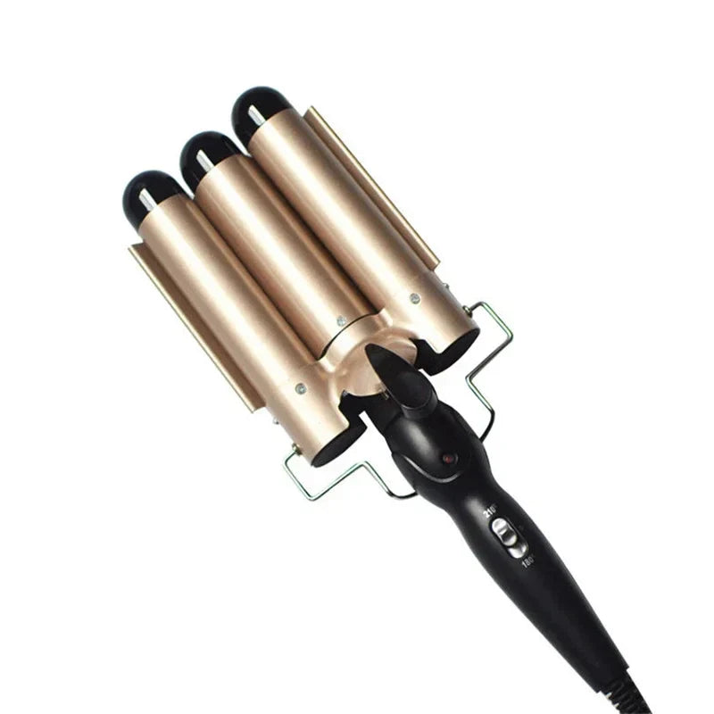 NovaWaves | 3-Zylinder Lockenstab | Ionen-Technologie, Schnellaufheizung, Dualspannung | Für glamouröse Beach-Waves & Styling unterwegs