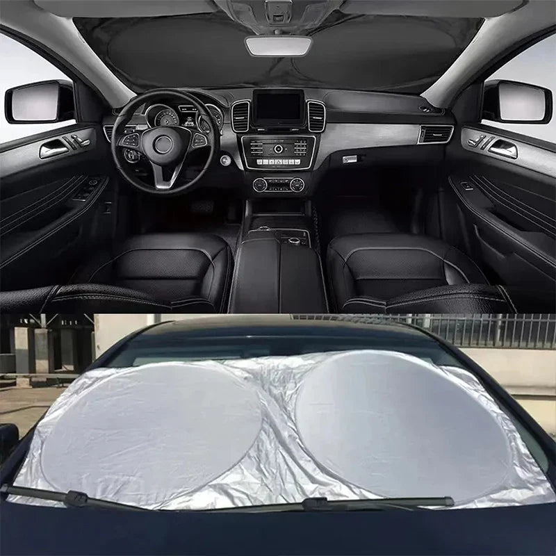 Sunclyp Sonnenblende Auto | Hitzeschutz & UV-Blocker | Faltbar mit Tasche | 150x70cm Silber