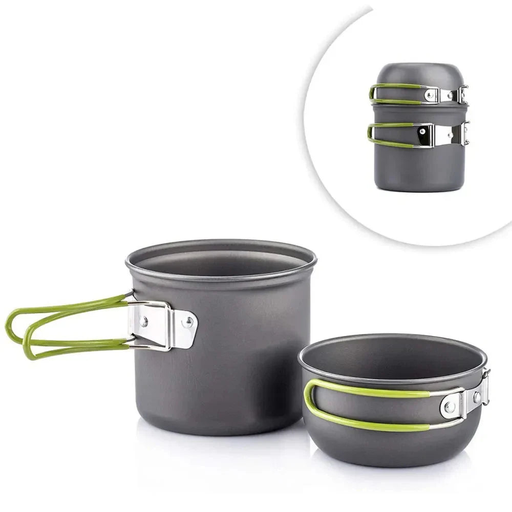 Campurgo Kochset | Kompakt & Hitzebeständig | Für Outdoor & Camping | Inkl. Deckel & Beutel
