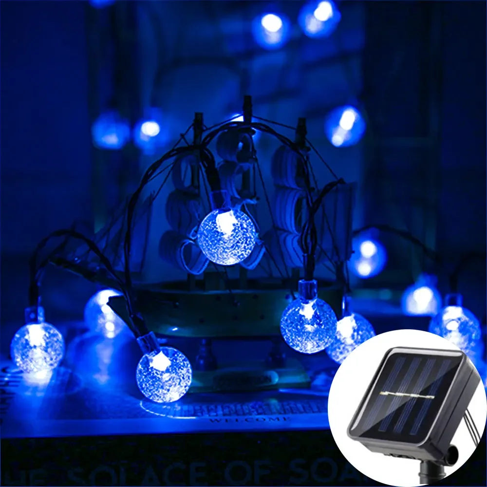 LumaGlow Solar Lichterkette | Kristallkugeln mit 8 Modi | Für Garten & Terrasse