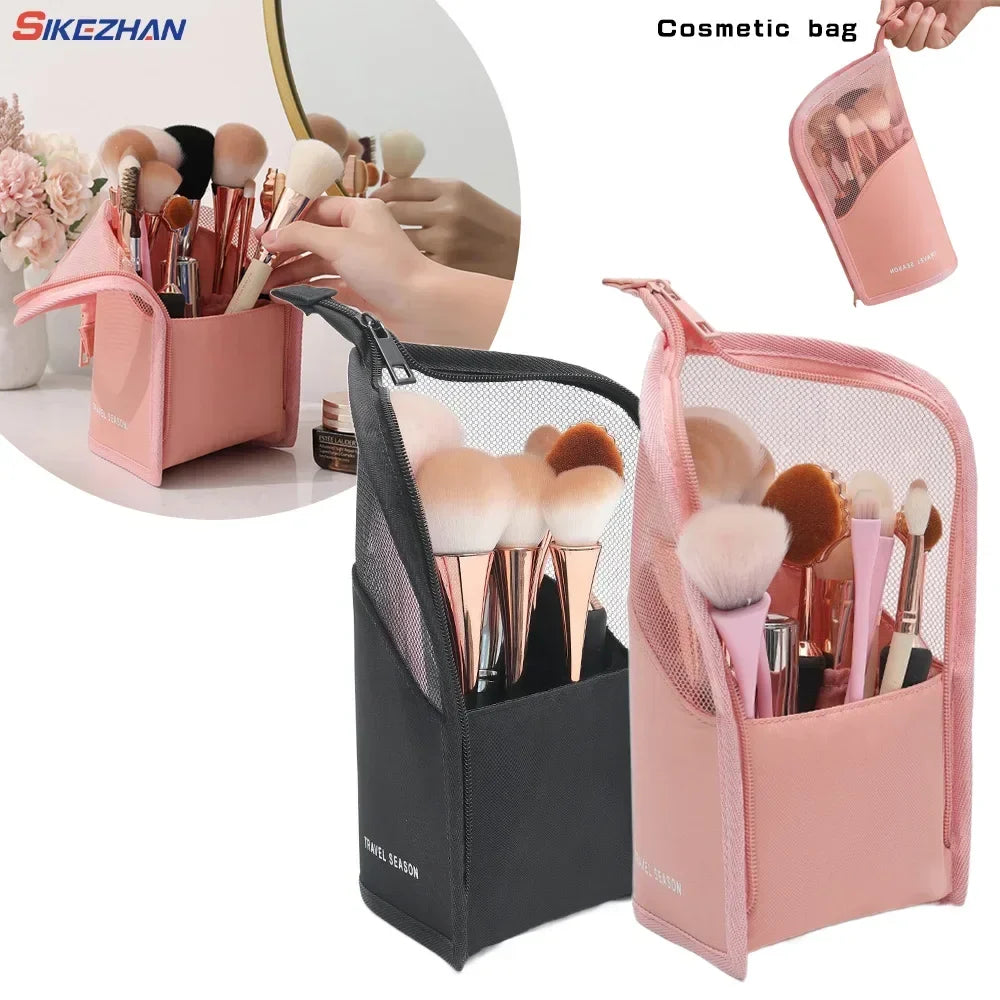 BeautyStand ClearBag | Aufstellbare Kosmetiktasche | Transparent & Robuster Reißverschluss | Wasserabweisendes Nylon
