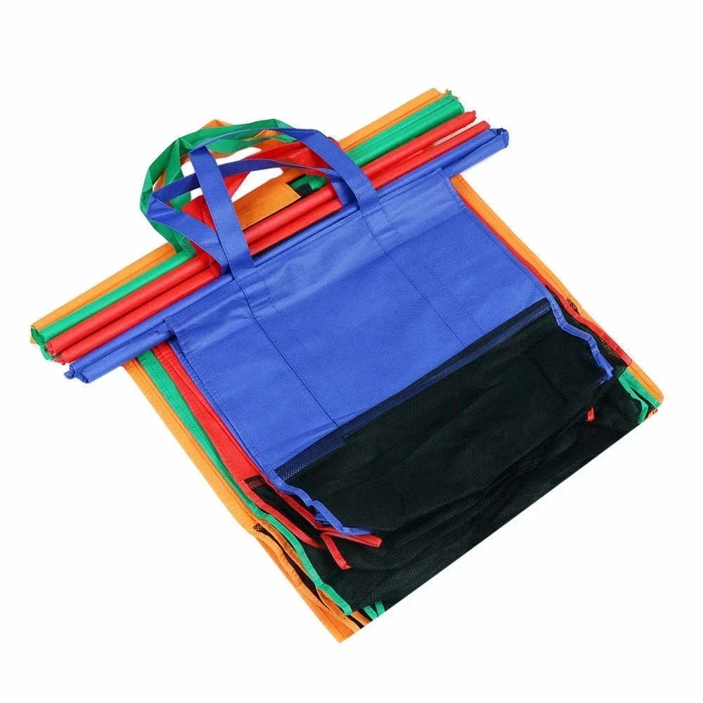 EcoCarry | 4er-Set faltbare Einkaufstaschen für Trolley | Robust, platzsparend & wiederverwendbar | Für Supermarkt, Wochenmarkt & Alltag