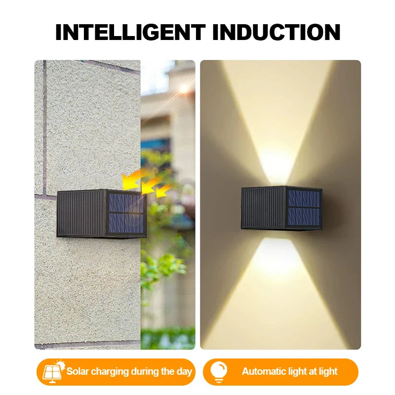 SunGlow | Solar Wandleuchte LED | Up Down Effekt & IP65 | Für Garten Terrasse Außen