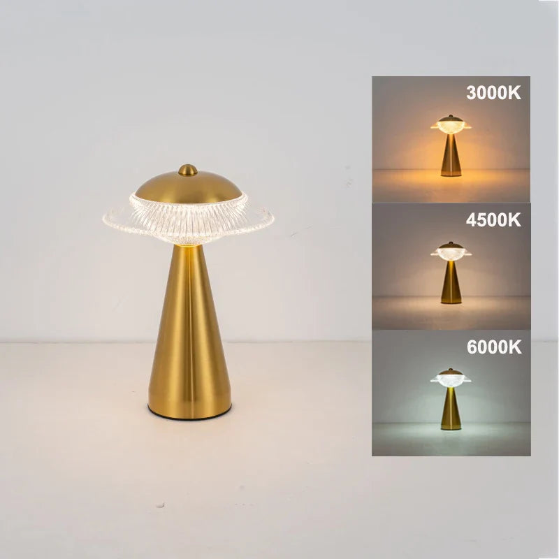 Aurelio LED Tischlampe | Touch-Steuerung & Stufenlose Dimmung | Wiederaufladbar | 3 Lichtfarboptionen | Eisen & Acryl | 23 × 16 cm