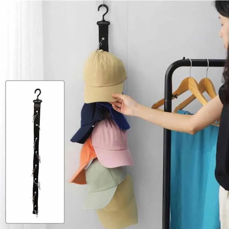 HutBuddy Hut-Organizer | Platzwunder Für Hüte & Caps | Robustes Stoffband | Schwarz