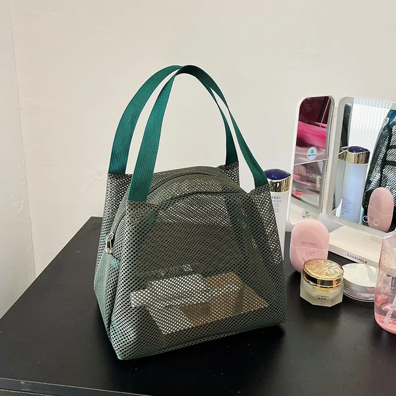 FlexiCarry Mesh-Tasche mit Griff | Leicht & Vielseitig | Für Reise, Strand & Kosmetik