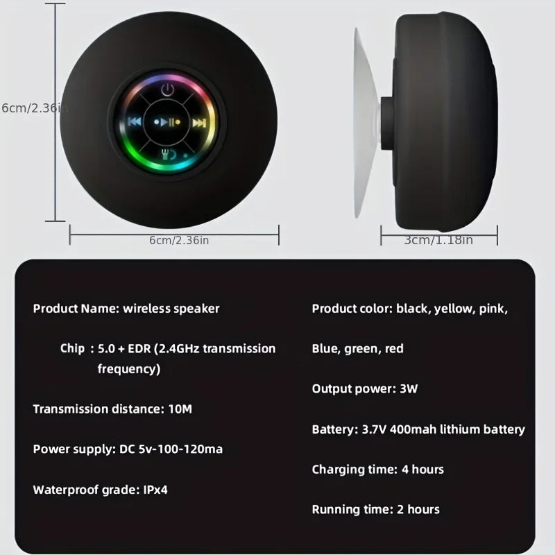 Soundplash Duschlautsprecher | Wasserdicht & Kabellos | Mit Saugnapf & Bluetooth 5.0