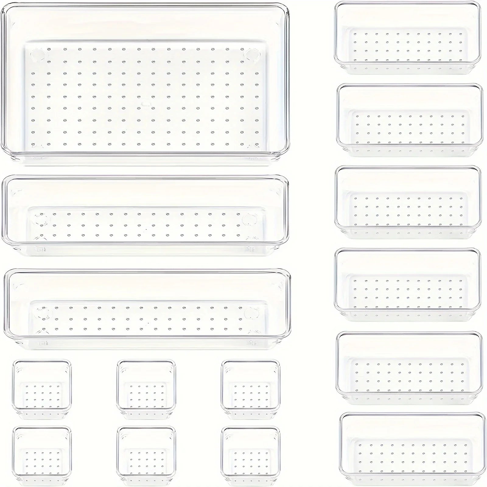 Clearyx Organizer Set | 18-teilig Transparent | Modular & Stapelbar | Für Bad, Küche & Büro