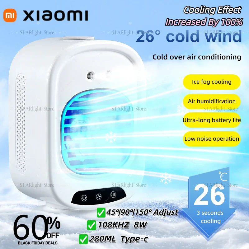 CoolAir Breeze | 3-in-1 Ventilator & Luftbefeuchter | Kompakt und USB-betrieben | 7 Farben Stimmungslicht