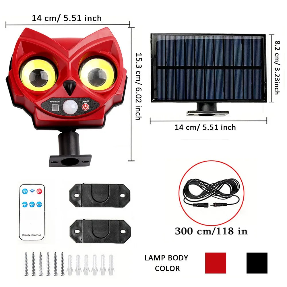 OwlBright Solarleuchte | 3 Lichtmodi | Mit Bewegungssensor | Dekorative Eulenform