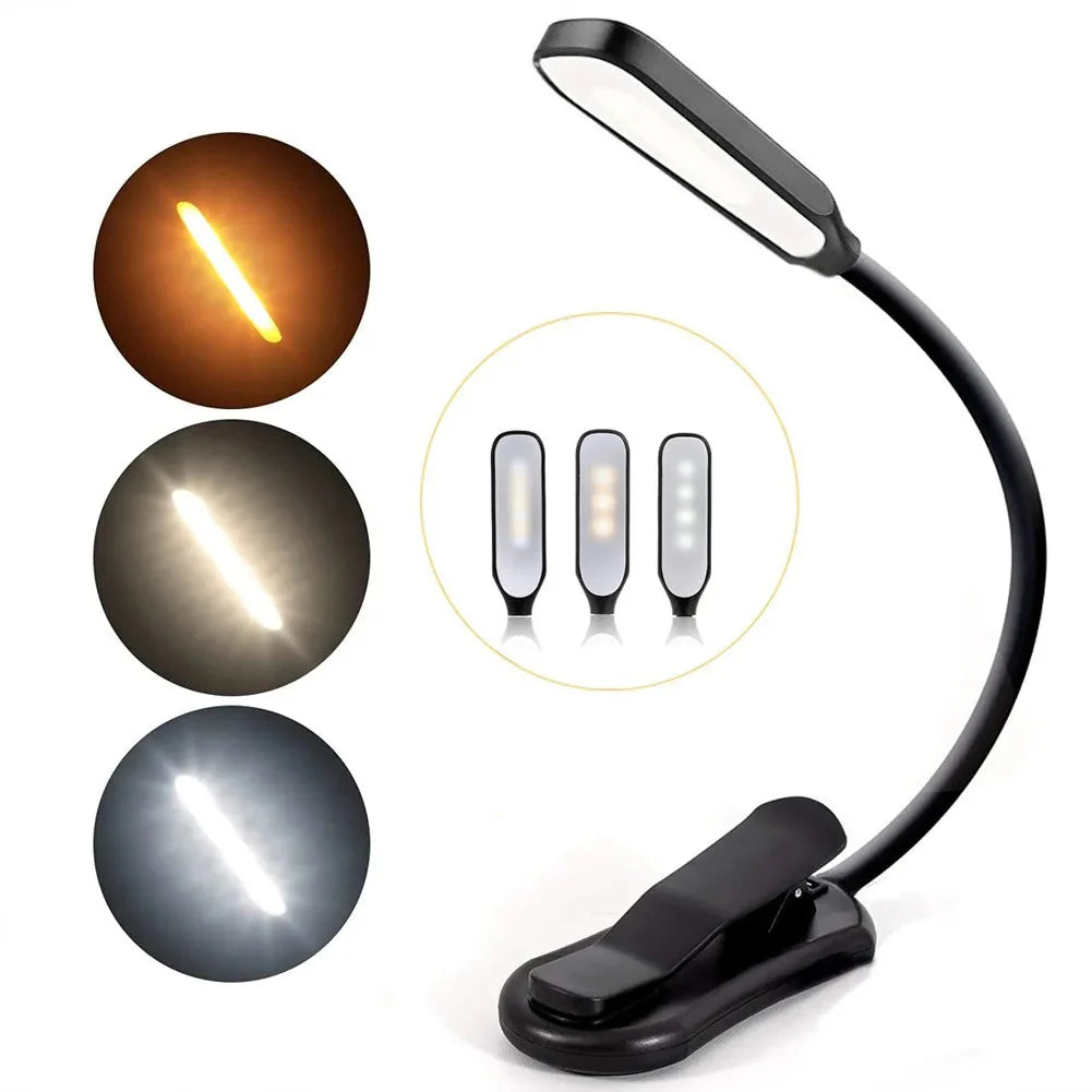 Readiva LED Leselampe | Flexibel & USB-Akku | 9 Lichtmodi & Clip | Warm- bis Kaltweiß