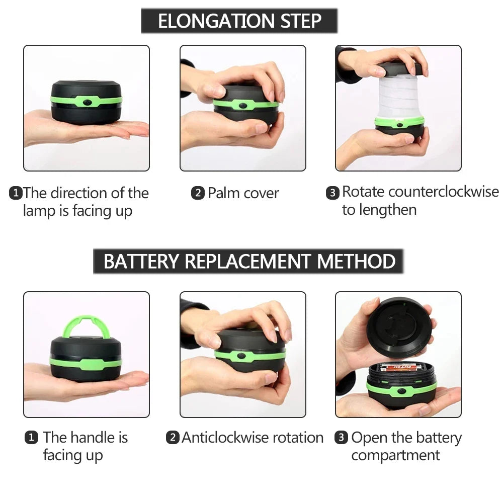 LumiFold LED Campinglampe | 2-in-1 Funktion | Ultraleicht & Kompakt | 3 Leuchtmodi