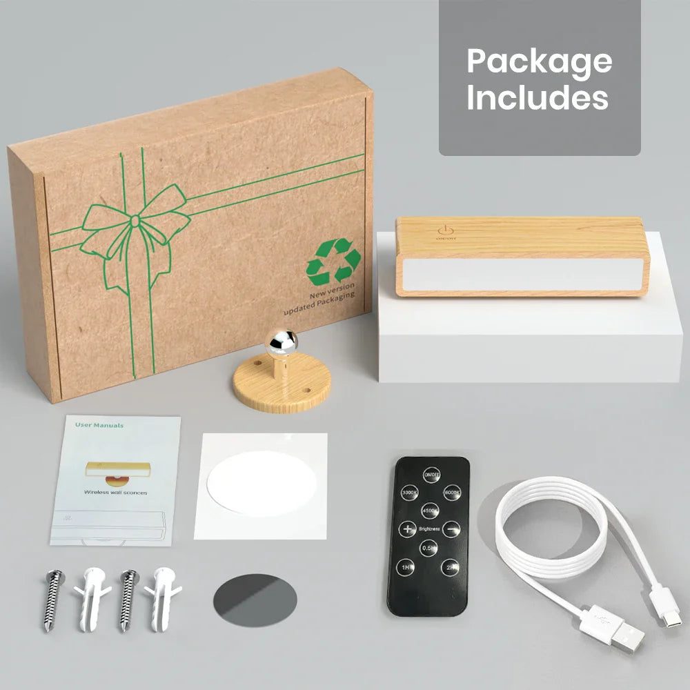 LumoWave Wandleuchte mit Fernbedienung | Kabellos, Dimmbar | 3 Farbtemperaturen | Batteriebetrieben & Touch-Steuerung