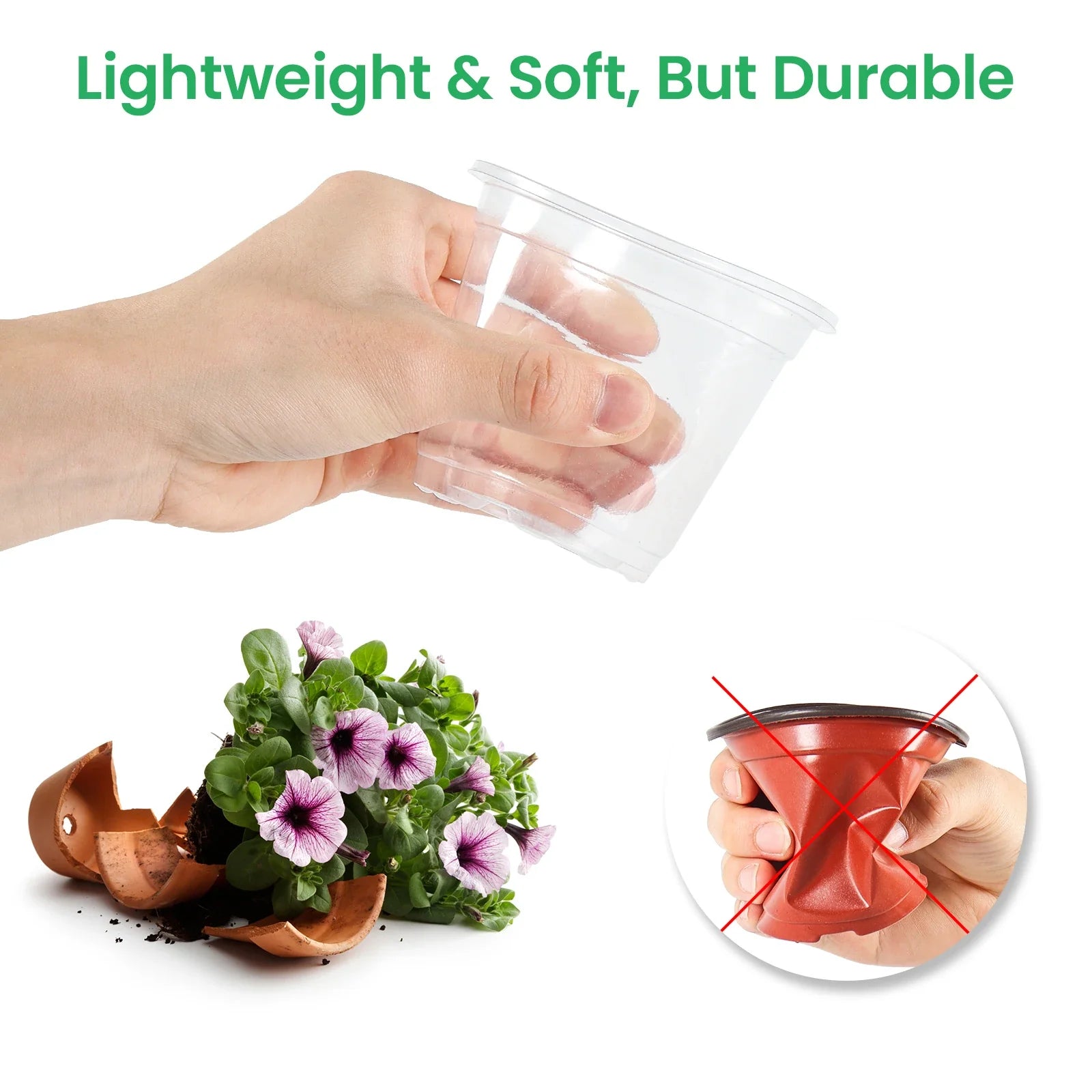 Rootiva Pflanztopf-Set | Transparent & Flexibel | 30-teilig | Für Anzucht & Umtopfen
