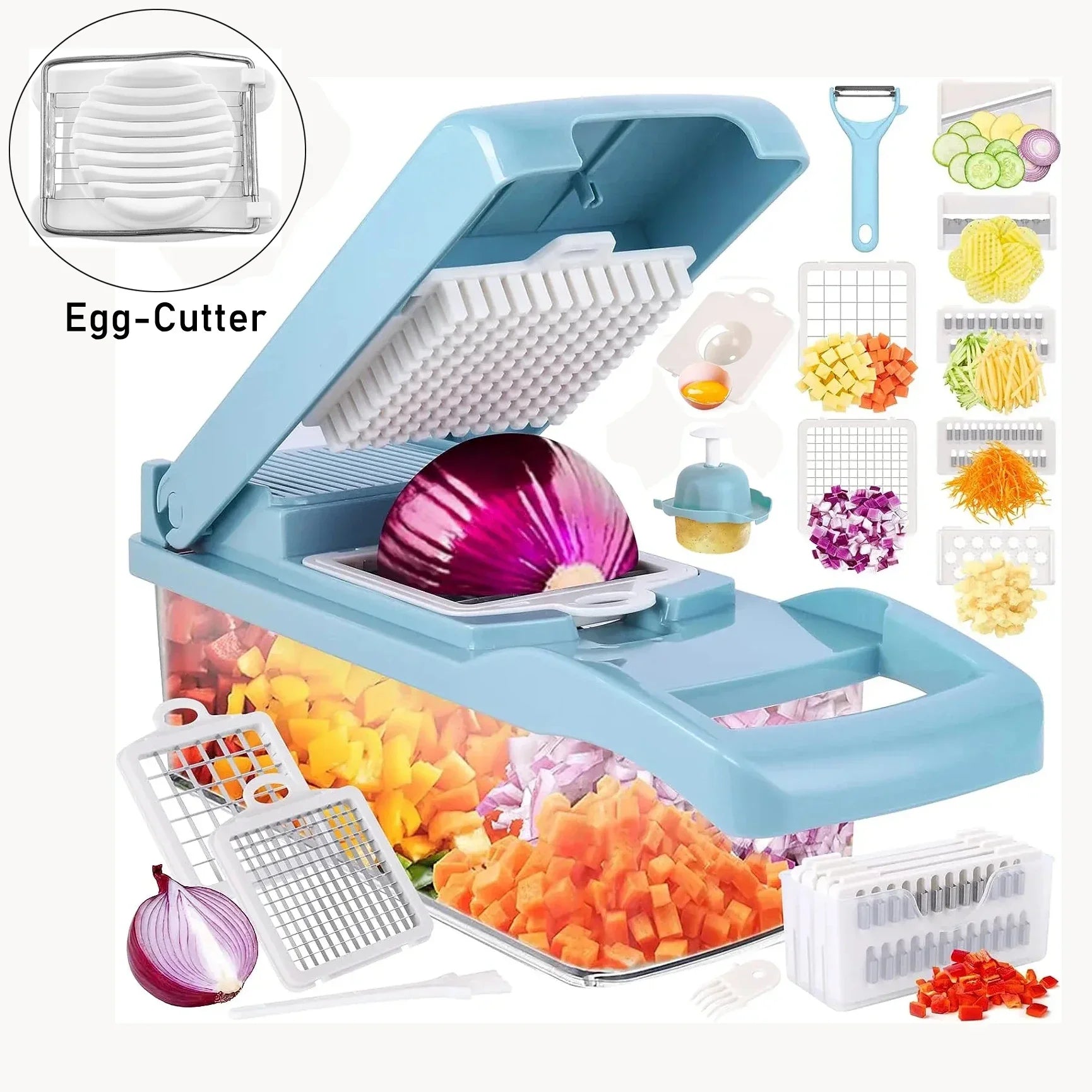 CookSmart | 12-in-1 Gemüseschneider | 7 Edelstahlklingen, rutschfest & BPA-frei | Schneiden, Würfeln, Raspeln & Hobeln für die Küche