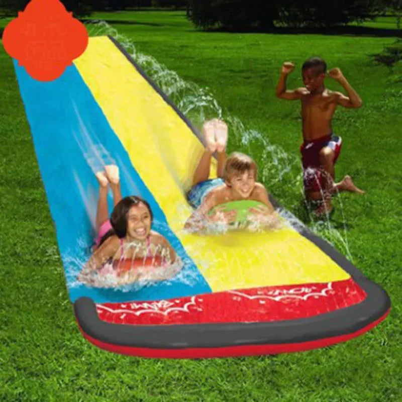 SplashGlide Wasserrutsche | Mit Sprinkler & Rutschboards | Aufblasbar | Für Garten & Sommer